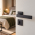 2 poignées de porte sur rosace carrée VARIOSTAR en métal noir mat, fonction entrée de Clé L pour chambre, LOFT