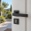 2 poignées de porte sur rosace carrée VARIOSTAR en métal noir mat, fonction trou cylindre pour porte d'entrée, LOFT