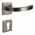 2 poignées de porte sur rosace carrée Ø51mm en inox 304 mat avec 2 rosaces de porte Trou de cylindre - ORION