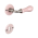 Poignée de porte intérieure sur rosace ronde en porcelaine rose avec rosaces de porte Clé L, Coude laiton nickel mat, LIZON