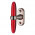 Bouton de fenêtre design en aluminium nickel mat et acrylique translucide rouge, Arc En Ciel