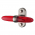Bouton de fenêtre design en aluminium nickel mat et acrylique translucide rouge, Arc En Ciel