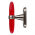 Bouton de fenêtre design en aluminium nickel mat et acrylique translucide rouge, Arc En Ciel