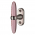 Bouton de fenêtre design en aluminium nickel mat et acrylique translucide rose, ARC EN CIEL