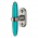 Bouton de fenêtre design en aluminium nickel mat et acrylique translucide vert, ARC EN CIEL