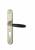 Poignée de porte d'entrée design en Aluminium Nickel mat et bois foncé sur plaque Clé I entraxe 95 mm, JANICE