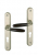 Poignée de porte d'entrée design en Aluminium Nickel mat et bois foncé sur plaque Clé I entraxe 95 mm, JANICE
