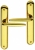Poignée de porte intérieure design en laiton poli brillant PVD Titane sur plaque BdC entraxe 195 mm, RAPHAËLA