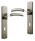 Poignée de porte intérieure design en laiton nickel satiné sur plaque Clé L entraxe 195 mm, LUXOR