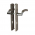 Poignée de porte intérieure design en laiton nickel satiné sur plaque Clé L entraxe 195 mm, LUXOR 