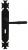 Poignée de porte intérieure rustique en style fer laqué noir sur plaque Clé L entraxe 195 mm, ARMORIQUE