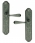 Poignée de porte intérieure en laiton patiné fer antique sur plaque BdC entraxe 195 mm, CARINA 