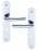 Poignée de porte intérieure design en Aluminium finition inox mat F9 sur plaque Clé L entraxe 195 mm, ZENIA
