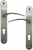 Poignée de porte d'entrée design en laiton nickel mat sur plaque Clé I entraxe 195 mm, EVA Laiton