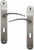 Poignée de porte intérieure en laiton nickel mat sur plaque Clé L entraxe 195 mm, EVA Laiton