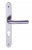 Poignée de porte d'entrée design en Aluminium inox mat F9 sur plaque étroite 24 mm bouts ronds Clé I entraxe 195 mm, ZENIA