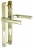 Poignée de porte d'entrée design 1 côté saillie réduite en Aluminium anodisé champagne F2 sur plaque étroite 24 mm bouts ronds Clé I entraxe 195 mm, ZENIA