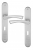 Poignée de porte intérieure design en Aluminium anodisé argent F1 sur plaque Clé L entraxe 195 mm, MILANO