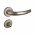 2 poignées de porte KYOTO verrou condamnation, Rosace ronde, Contemporain, Aluminium anodisé doré F2