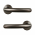 2 poignées de porte sur rosace ronde Ø50mm en inox 304 mat Bec de cane, NERO