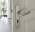 Plaques de poignée de porte extérieure VELOX FIX ronde à jupe fonction Clé I en Inox, entraxe 195mm, PLANO