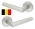 Poignée de porte intérieure en Aluminium finition argent sur rosace ronde BdC, DUBLINO, NORME BELGE