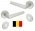 Poignées de porte intérieure en Aluminium finition argent sur rosace ronde Clé L, DUBLINO, NORME BELGE