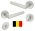 Poignées de porte intérieure en Aluminium finition argent sur rosace de fonction Conda / Déconda, DUBLINO, NORME BELGE
