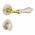 Poignée de porte intérieure sur rosace ronde en porcelaine beige craquelé avec rosaces de porte Condamnation, Coude laiton poli, LIZON