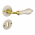 Poignée de porte intérieure sur rosace ronde en porcelaine beige craquelé avec rosaces de porte Clé L, Coude laiton poli, LIZON