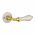 Poignée de porte intérieure sur rosace ronde en porcelaine beige craquelé bec de cane, Coude Laiton poli, LIZON