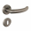 2 poignées de porte sur rosace ronde Ø50mm en inox 304 mat avec 2 rosaces de porte Clé L, NERO