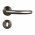 2 poignées de porte sur rosace ronde Ø50mm en inox 304 mat avec 2 rosaces de porte Clé L, NERO