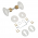 2 poignées de porte sur rosaces rondes OLIVE en porcelaine blanche trou de cylindre – Embase laiton poli doré – Style classique chic