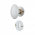 2 poignées de porte sur rosaces rondes OLIVE en porcelaine blanche entrée de clé – Embase laiton poli doré – Style classique chic