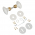 2 poignées de porte sur rosaces rondes OLIVE en porcelaine blanche entrée de clé – Embase laiton poli doré – Style classique chic