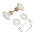 2 poignées de porte sur rosaces rondes OLIVE en porcelaine blanche – Embase laiton poli doré – Style classique chic
