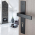2 poignées de porte LOFT trou de cylindre, Plaque fine minimaliste, Métal noir mat entraxe 195 mm