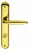 Poignée de porte intérieure design en laiton poli brillant PVD Titane sur plaque Conda/Déconda entraxe 195 mm, RAPHAËLA