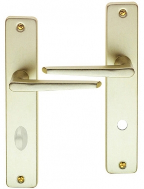 Poignée de porte intérieure pas cher en Aluminium F2 sur plaque  Conda/Déconda entraxe 165 mm, CHAMONIX