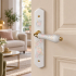 2 poignées de porte Porcelaine modèle ROSAE – Sans Trou – Entraxe 195 mm