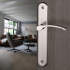 Poignée de porte intérieure en Aluminium nickel mat sur plaque BdC entraxe 195 mm, EVA Alu