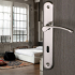 Poignée de porte intérieure en Aluminium nickel mat sur plaque Clé L entraxe 195 mm, EVA Alu
