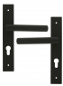 poignée de porte intérieure en métal noir sur plaque clé I entraxe 195 mm, BRUNELLA