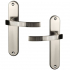 Poignée de porte intérieure design en aluminium finition nickel mat sur plaque bdc entraxe 195 mm, VISION